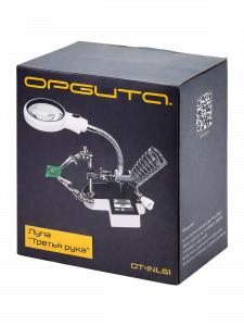 Третья рука для пайки, универсальный держатель на подставке с лупой 2 руки Орбита OT-INL61